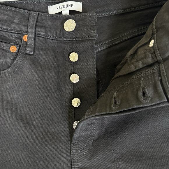 RE/DONE High Rise Stove Pipe Jeans Black Size 25 Straight Leg NWT - Picture 4 of 7